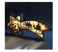 Godemmio Adornos de Navidad LED de madera, lámpara de escritorio en forma de estrella, luces de decoración de Navidad 3D, decoraciones de mesa (A)