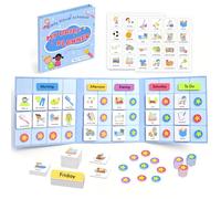 Godery Calendario visual para niños, 170 tarjetas visuales magnéticas y tablero magnético de tres pliegues, tabla de rutina diaria para autismo TDAH, planificador de tareas matutinas para niños