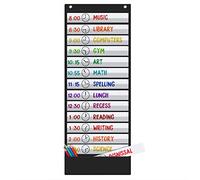 Godery Daily Schedule Pocket Chart, 13 + 1 Pocket, Scheduling Pocket Chart, 18 tarjetas de borrador, tablas educativas para la actividad en el aula de la oficina del aula