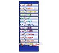 Godery Scheduling Pocket Chart, 13 + 1 Pocket, Daily Class Schedule Pocket Chart con 18 tarjetas de borrado en seco, ideal para el aula Escuela Escuela Se utiliza el hogar, sobre la puerta