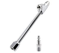 GODESON Portabrocas de aire de doble cabeza, portabrocas de neumático totalmente metálico con recto y ángulo de 30°, boquilla de inflado de neumáticos NFT de 1/4 pulgadas con enchufe rápido