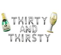 Godfather - Globos de aluminio autoinflables de 16 pulgadas para eventos, decoración de fiestas, accesorios para uso en interiores y exteriores (plata treinta y treinta, con botella y vidrio)