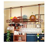 GODFSAHG Botellero l Portabotellas de Vino l Copa Copa Copa Copa de Vino l Al revés l Almacenamiento l Barra de Hierro de Metal Bronce Estante Flotante l Soporte de exhibición de vajilla pa