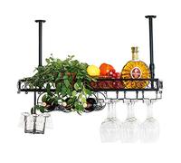 GODFSAHG Botellero l Portabotellas de Vino l Copa de Copas Copa de Vino l Al revés l Almacenamiento l Estante Flotante de Barra de Hierro de Metal Negro l Soporte de exhibición de vajilla p