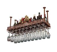 GODFSAHG Estante para Botellas de Vino, Soporte para Copas de Vino, Almacenamiento de Botellas de vajilla para Restaurante o café, Estante de Metal Decorativo para Techo de Barra Flotante,