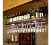 GODFSAHG Estante para Vino montado en el Techo, Estante para Vino de Metal con Soporte para Vidrio, Soporte para Vino rústico Colgante, Estante para Vino Flotante para Cocina