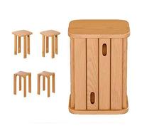 GODFSAHG Juego de 4 taburetes apilables, Mesa de Centro de Madera Maciza, Mesa Auxiliar para sofá Cama, Taburete Combinado apilable, Mesa Auxiliar pequeña de Madera para Cocina, Comedor, do