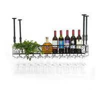GODFSAHG Soporte para Copas de Vino Colgante de Metal Negro, decoración de Techo, Estante para Botellas de Vino para Bares, restaurantes, cocinas, Soporte para Almacenamiento de Vino, altur