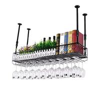 GODFSAHG Soporte para Vino de Techo,Soporte para Copas de Vino de Almacenamiento Colgante,Soporte para Copas de Altura Ajustable para Cocina,Estante para Vino montado en la Pared de la unid