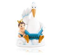 Godie - Figura Bautizo para pastel - Cigúeña azul, Poliresina, Mod. Hucha