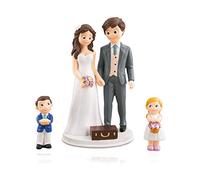 Godie - Figura Novios para pastel, tarta de Boda - Poliresina, Mod. Familia con hijos