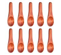 Godneei 10 Piezas Cuchara Madera Natural, Cuchara de Madera para Miel, Cucharas de Postre y Condimentos, para Azúcar, Café, Sal y Especias, 6 × 1,8 cm