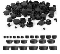 Godneei 120 Contes Tapa de Perforación Tapón de Agujero de Plástico Negro 6 mm, 8 mm, 10 mm, 12 mm, 16 mm, 20 mm, 22 mm, 25 mm