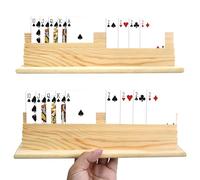 Godneei 2 Piezas Soportes para Tarjetas de Madera, Estante para Cartas de Póquer, Peana Madera, Expositor Madera, Estante de Juegos para Niños, Adultos y Personas Mayores-30,9 x 5,6 x 10,1 cm