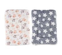 Godneei Cama Perro Verano 2 Piezas, Colchoneta Perro Suave 40×30 cm, Cama Acolchada para Cobayas, Conejos, Hamsters y Chinchillas, Diseño Estrellas y Huellas
