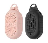 Godney 2 Piezas Jabonera Baño de Silicona, Malla espumosa de Doble Textura, Porta Pastilla Jabon para Champú Sólido Foamie, Reutilizable y Drenaje Rápido, Negro y Rosa
