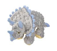 goDog Dinos Frills Squeaky Plush Dog Toy, Chew Guard Technology - Gray, Large