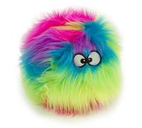 goDog Furballz - Pelota de peluche chirriante para perro, tecnología Chew Guard, arco iris, mediano