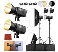 Godox 2-Pack Litemons LE200Bi LE200 Bi Luz Continua LED 220W 2800K~6500K 57700 Lux/1m TLCI/CRI≈98 Control Bluetooth 11 Efectos FX Montura Bowens Luz de Vídeo para Vlogging Youtube Fotografía (Negro)