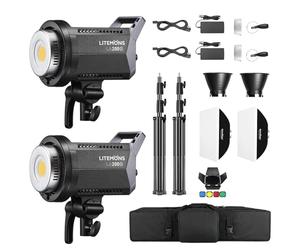 Godox 2Pack Litemons LA200D 230W LED Luz de Video Continua para Fotografia- 5600K CRI 96+ TLCI 97+,101000lux con Bowens Mount y Control App para Livestreaming,Videomaker,Youtuber