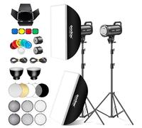 Godox 2Pack SK300IIIV 300Ws Kit Luz LED Vídeo 5700±200K Set Luz Continua con Trípode Softbox con Rejilla Reflector Estándar Bowens Mount para Estudio Grabación Vídeo Livestreaming Podcast (2 Unidades)