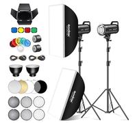 Godox 2Pack SK400IIIV 400Ws Kit Luz LED Vídeo 5700±200K Set Luz Continua con Trípode Softbox con Rejilla Reflector Estándar Bowens Mount para Estudio Grabación Vídeo Livestreaming Podcast (2 Unidades)