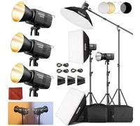 Godox 3-Pack Litemons LE200Bi LE200 Bi Luz Continua LED 220W 2800K~6500K 57700 Lux/1m TLCI/CRI≈98 Control Bluetooth 11 Efectos FX Montura Bowens Luz de Vídeo para Vlogging Youtube Fotografía (Negro)