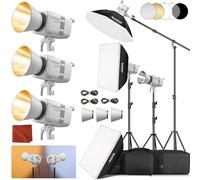 Godox 3-Pack Litemons LE300Bi LE300 Bi Luz Continua LED 320W 2800K~6500K 58900 Lux/1m TLCI/CRI≈98 Control Bluetooth 11 Efectos FX Montura Bowens Luz de Vídeo para Vlogging Youtube Fotografía (Blanco)