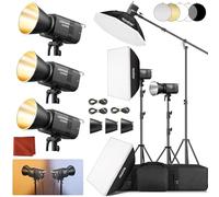 Godox 3-Pack Litemons LE300Bi LE300 Bi Luz Continua LED 320W 2800K~6500K 58900 Lux/1m TLCI/CRI≈98 Control Bluetooth 11 Efectos FX Montura Bowens Luz de Vídeo para Vlogging Youtube Fotografía (Negro)