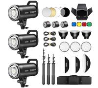 Godox 3Pack SK400IIIV 400Ws Kit Luz LED Vídeo 5700±200K Set Luz Continua con Trípode Softbox con Rejilla Reflector Estándar Bowens Mount para Estudio Grabación Vídeo Livestreaming Podcast (3 Unidades)
