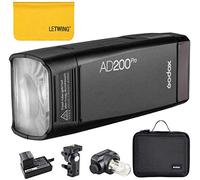 Godox AD200 Pro AD200Pro Flash Strobe, 200w 2.4G TTL 1/8000 HSS Speedlite con 2900mAh Batería de Litio, 500 Full Power Monolight，Bombilla Desnuda/Speedlite Fresnel Flash Cabeza