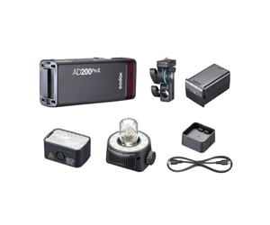 Godox AD200 PRO II TTL - Kit de flash de bolsillo con cabezales de flash H200J II y H200 II, pantalla a color y lámpara de modelado LED