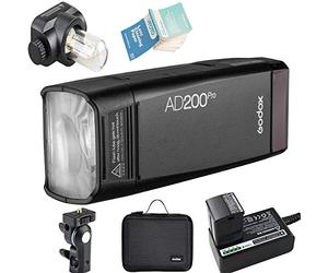 Godox AD200Pro AD200 Pro 2.4G TTL Bolsillo Flash 200W HSS 1/8000s con 14.4V/2900mAh Litio Batería para Nikon Sony Fujifilm Olympus Panasonic Pentax Canon EOS Cámaras (AD200Pro)