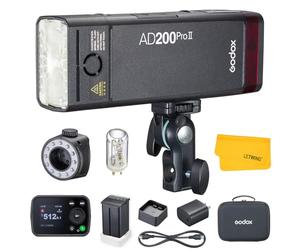 GODOX AD200Pro II Flash Strobe, 2.4G TTL 200W HSS 1/8000s 2900mAh Batería, Bi-Color Versátil Modelado Lámpara, Sync inalámbrica con un Toque, Pantalla a Color Mejorada, Indicador de Color de Grupo