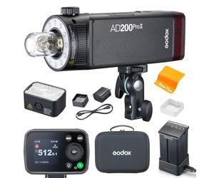 GODOX AD200Pro ll Pocket Flash TTL 2.4G 200Ws 1/8000s HSS 1/512 Versión de Actualización de Potencia Completa con Dos Cabezales Luz Indicadora de Grupo de Colores Pocket Flash para Cámara C N S O P F