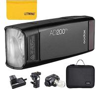 Godox AD200Pro Nueva versión Pocket Flash Light 200W 2.4G TTL HSS 1 / 8000s 0.01-1.8s Reciclaje Doble luz Cabeza estroboscópica con batería de Litio Speedlite 2900mAh（AD200Pro）