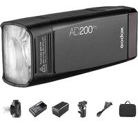 Godox AD200pro Outdoor Flash Pocket Flash 2.4G TTL Speedlite Flash Strobe HSS Monolight con 2900mAh Batería de Litio 200WS y Cabezal de Flash de Bombilla Descubierta para Cubrir 500 Destellos