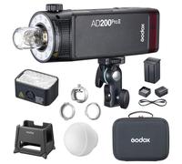 Godox AD200ProII 200W Speedlite, flash inalámbrico TTL para automóvil de 2,4 G, HSS de 1/8000 s, tiempo de recarga de 0,01 a 1,8 s, con luz de ajuste bicolor, cúpula difusora y protector de soporte de