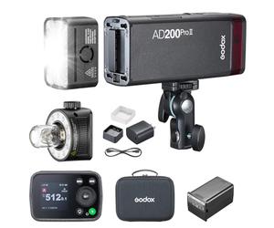 GODOX AD200ProII - Flash de bolsillo actualizado de 200 W, 2,4 G, 1/512 a plena potencia, ajuste de potencia de 10 niveles, temperatura de color modo constante ± 100 K