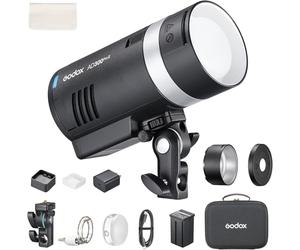 Godox AD300ProII - Flash Estroboscópico Portátil para Exteriores, 300Ws, TTL 2.4G, HSS hasta 1/8000 s, Tiempo de Reciclaje de 0,01-1,5 s, hasta 350 Destellos a Potencia Máxima, Lámpara Piloto de 12 W