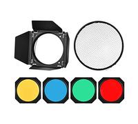 Godox BD-04 Barn Door Barndoor Kit con Rejilla de Panal 4 filtros de Gel de Color para Reflector estándar de 7 Pulgadas de Repuesto para GODOX SL60W SL150II SK400II Studio Light Portrait Still Life
