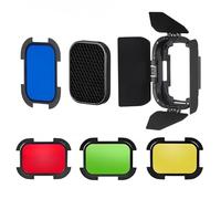 GODOX BD-07 II Kit de Aletas para Flash GODOX AD200 Pro II, con Rejilla de Nido de Abeja extraíble y 4 filtros de Colores