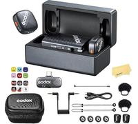 GODOX Cube-C Combo Kit2 2.4GHz Sistema de Micrófono Inalámbrico,Batería 40h,Audio Alta Resolución 48kHz/24 bits,Transmisión Estable 300m,Compatible con Cámaras,Teléfonos Móviles,Tabletas y Ordenadores