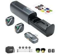 Godox Cube-SC Kit2 Micrófono de solapa inalámbrico para iPhone 15 y Android, USB C, 8H de duración de la batería, micrófono inalámbrico 2.4G, 300m de alcance, cancelación de ruido con estuche de carga