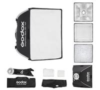 Godox EazyFlow Rect Softbox 40 × 40 cm / 15,75 × 15,75 pulgadas cuadrado Softbox con difusor/rejilla | Softbox portátil con soporte de cambio rápido Bowens para luces LED de vídeo y flashes