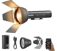 GODOX FL15Bi - Luz de vídeo LED bicolor 2800 K-6500 K, linterna portátil, IP54 resistente a la intemperie, CRI 97 TLCI 98 con objetivo de zoom y solapas, control de aplicación integrado