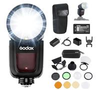 Godox Flash de cabeza redonda V1 U para cámara Olympus con kit de accesorios AK-R1 para retratos, eventos, viajes, fotografía de boda (V1U-O versión de EE. UU.)