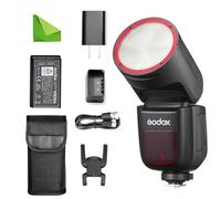 GODOX Flash V1 V1-N V1N para Nikon Flash Speedlite Speedlight, 76 W 2.4 G TTL cabeza redonda, 1/8000 HSS, 480 disparos de potencia completa, tiempo de reciclaje de 1.5 s, batería de iones de litio