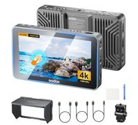 Godox GM6S Pro Kit2 5,5 pulgadas 2000 Nits Pantalla inclinable Ctrl remoto Monitor Cámara 4K HDMI DSLR Kamera Field Monitor 1920*1080 IPS Control Táctil Parabrisas anti-reflejo Funda caucho&Cable HDMI