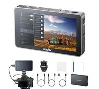 Godox GM6s Pro Kit2 Monitor de Campo para Cámara con Pantalla Táctil de 5.5 Pulgadas, 2000nit HD 1920x1080 IPS, Rec.709, Soporte 3D LUT, HDMI 4K con Bajo Consumo de Energía de 10W